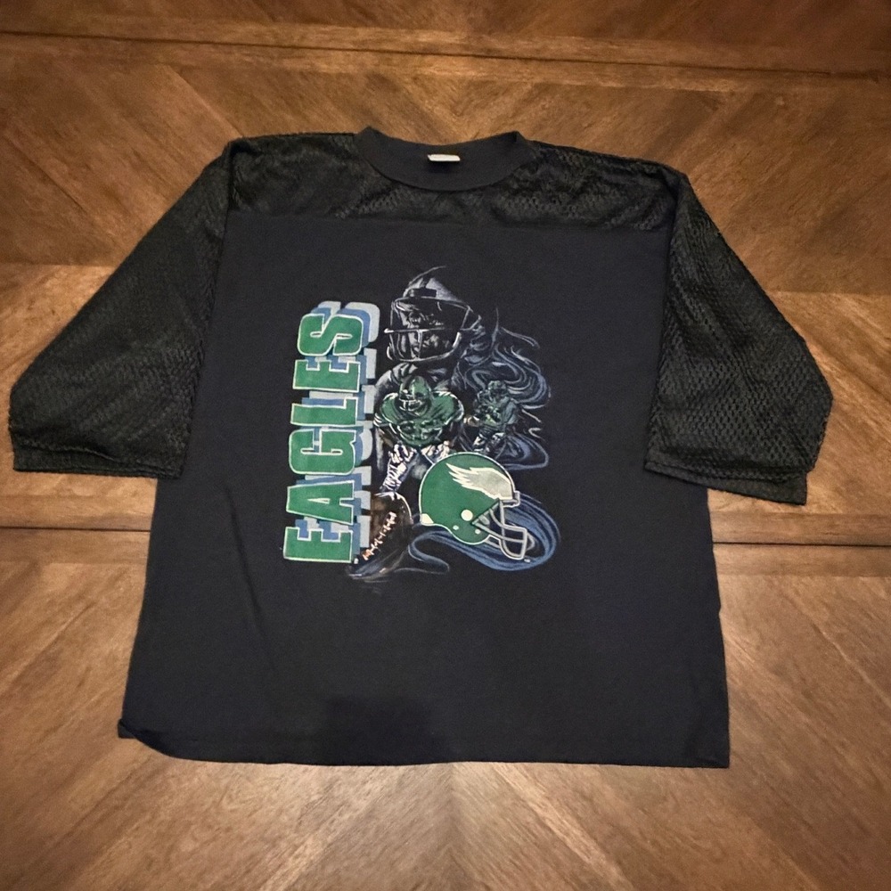 Vintage Philadelphia Eagles Jostens Mesh Sleeve Graphic T-Shirt Mens XL 90s USA